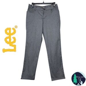 Lee Dress Pants Womens 4P Relaxed Fit Straight Leg Mid Rise Gray Plaid No Iron